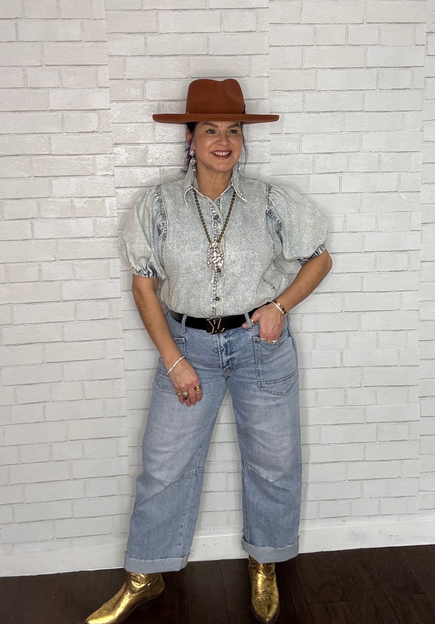 Button Down Denim Top