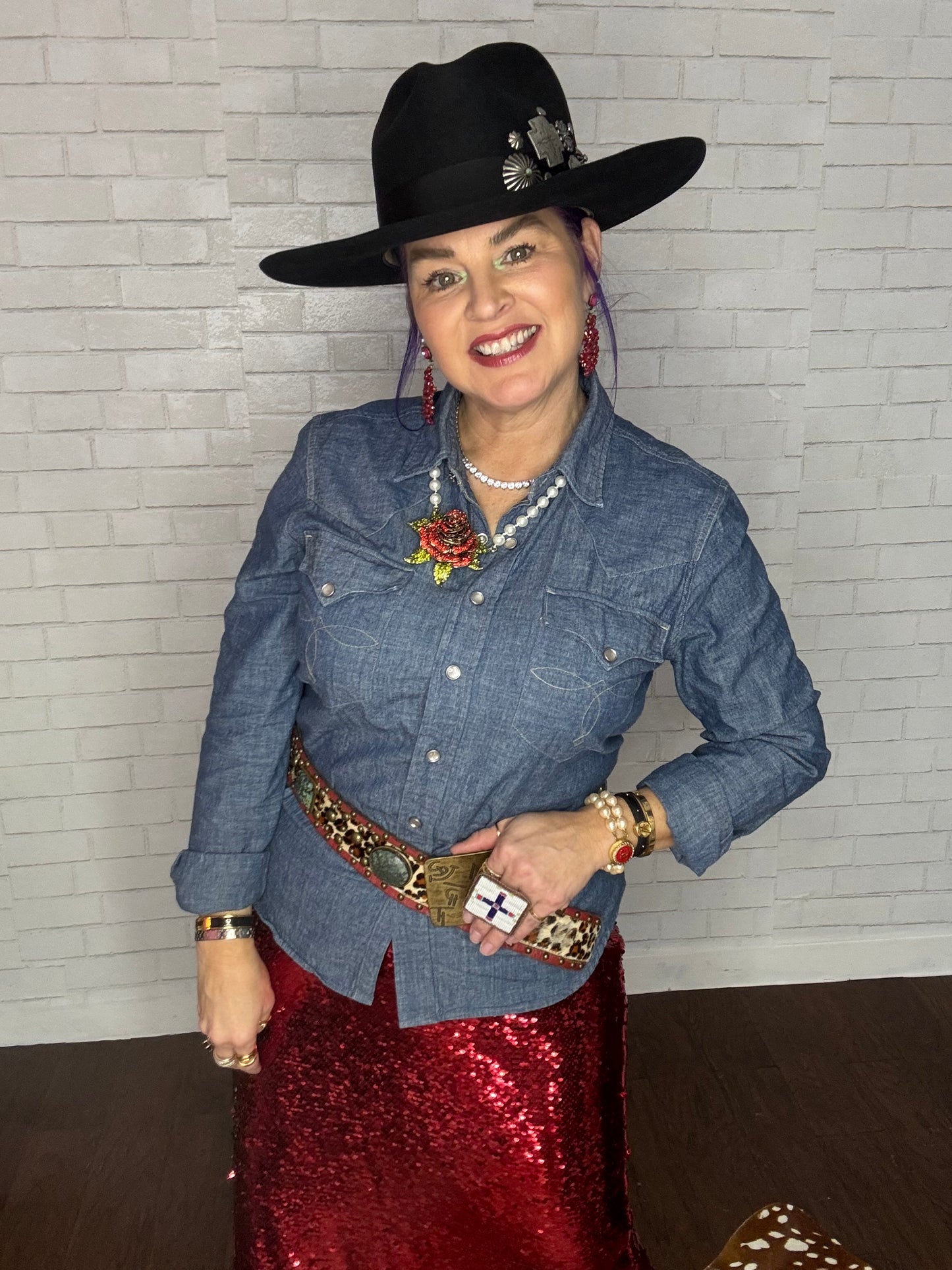 Fuchsia Bead Chandelier Earring