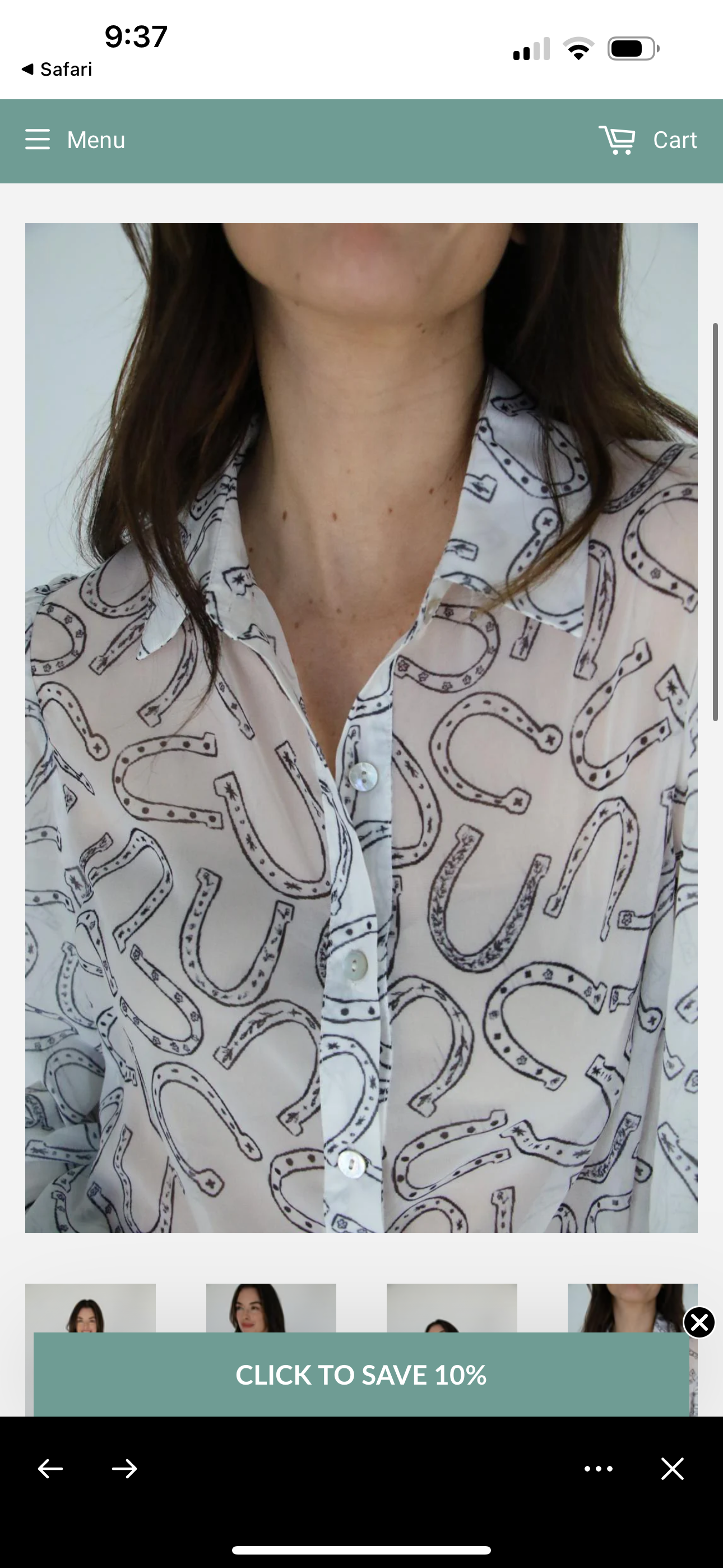 Sheer Chiffon Horseshoe Print Blouse