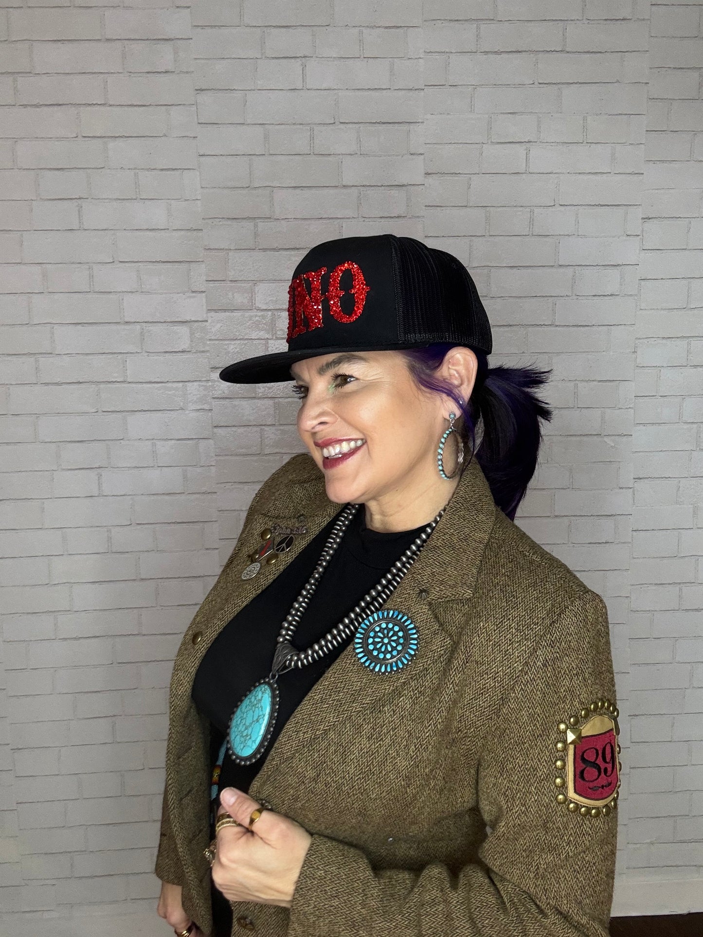 Double Silver Pearl Beads Strings Blue Stone Pendant Necklace