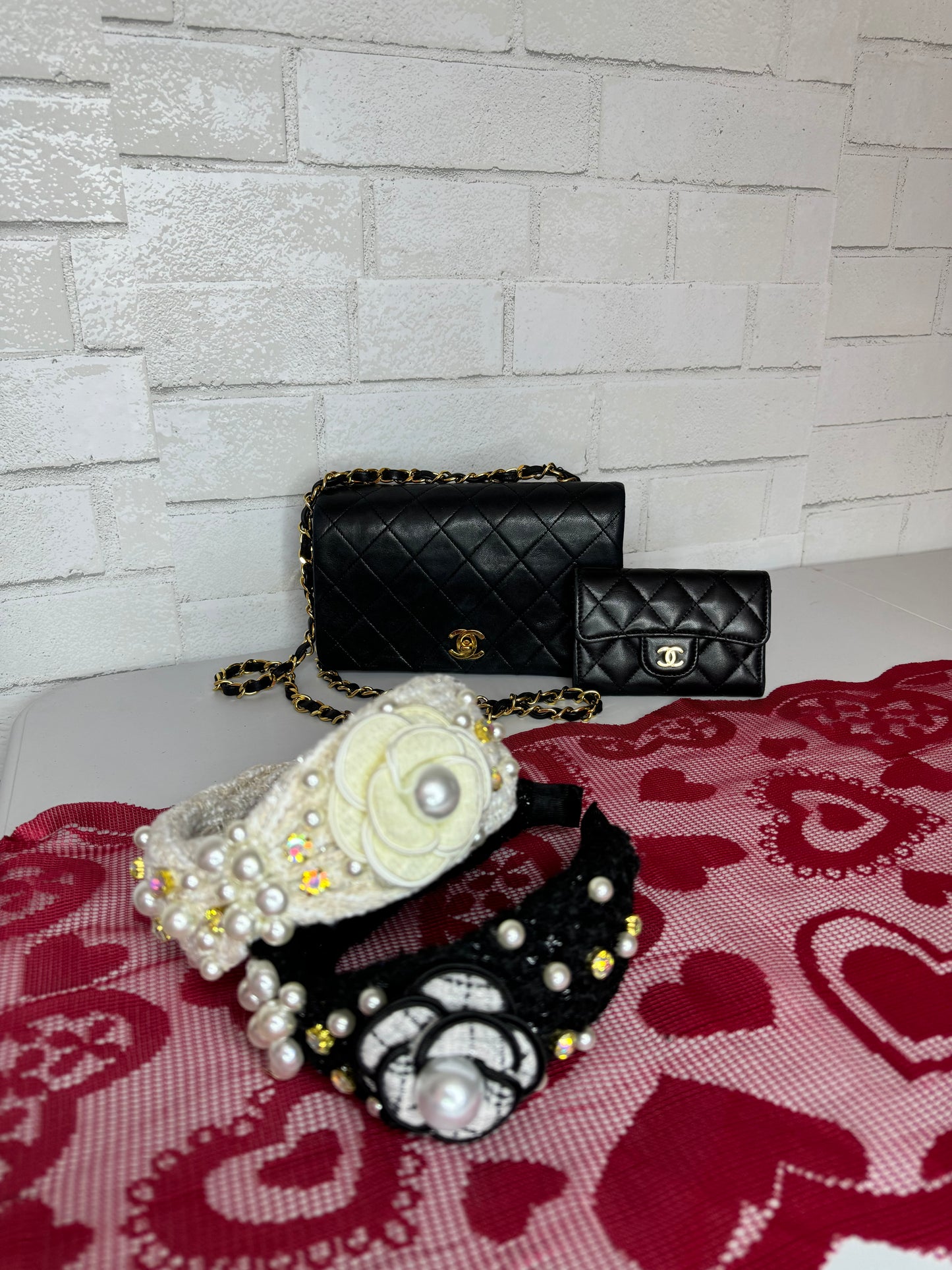 Black Headband with Pearls and AB Stones