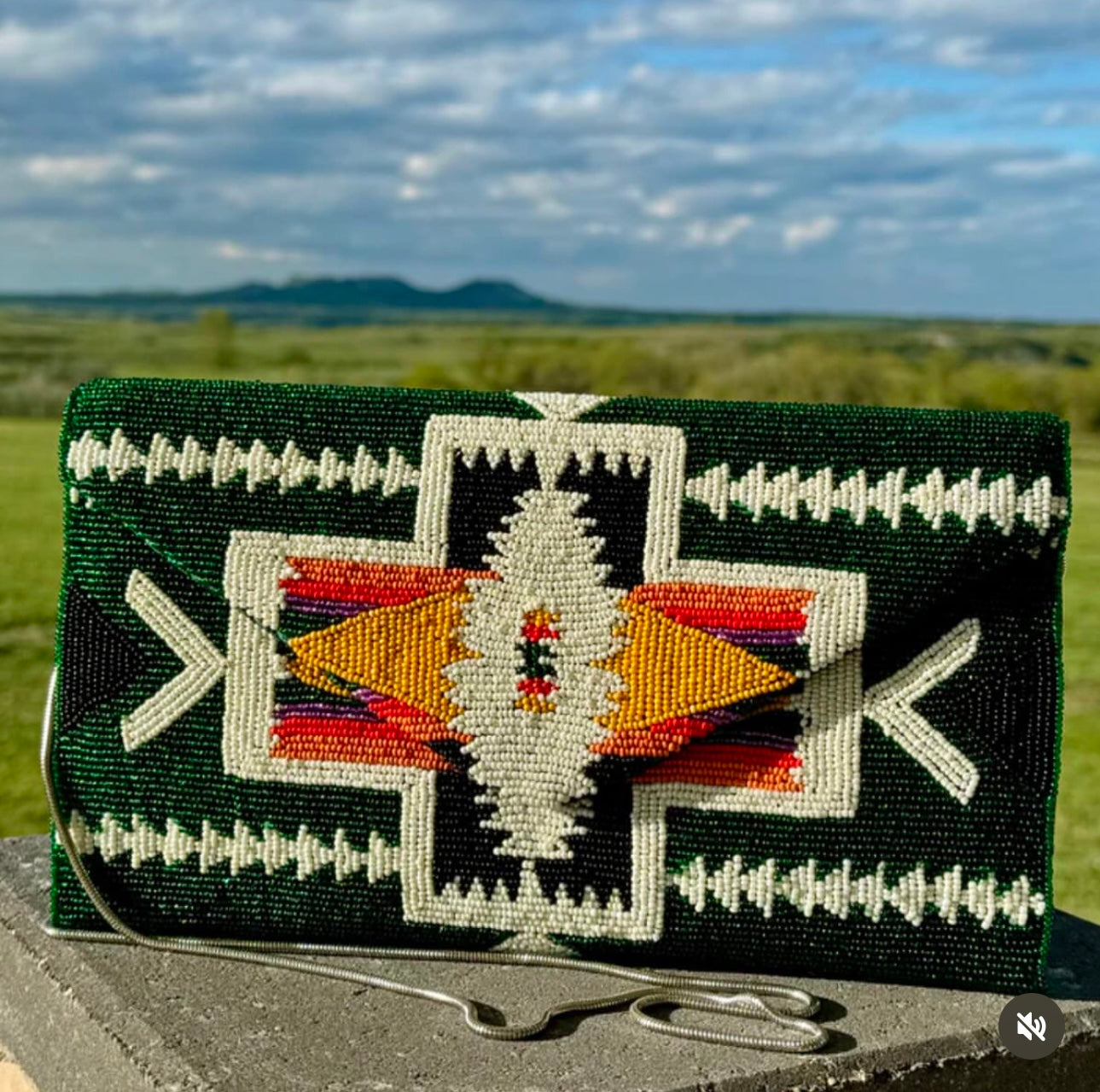 Beaded Green Clutch