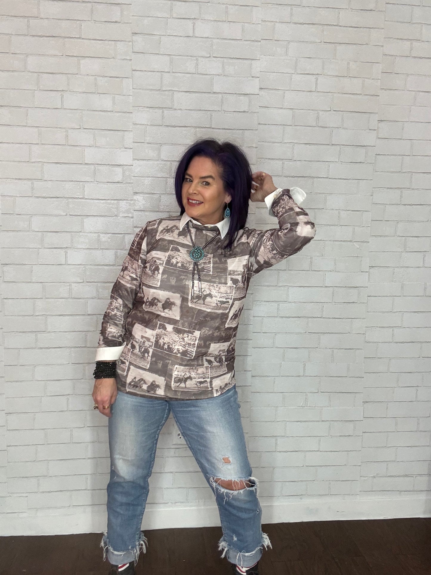 Western Bolo Style Burnished Pearl Necklace Set