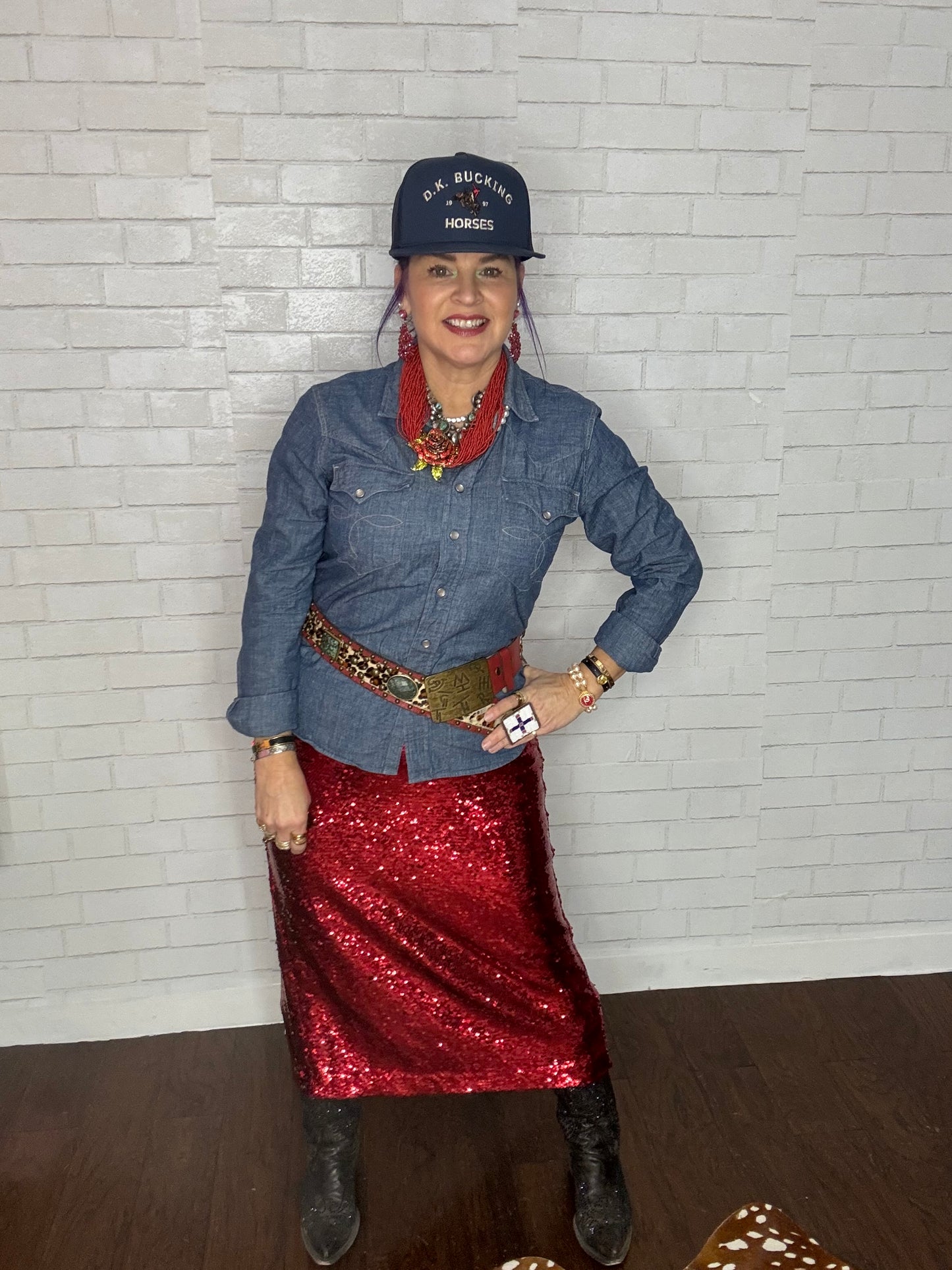 Fuchsia Bead Chandelier Earring