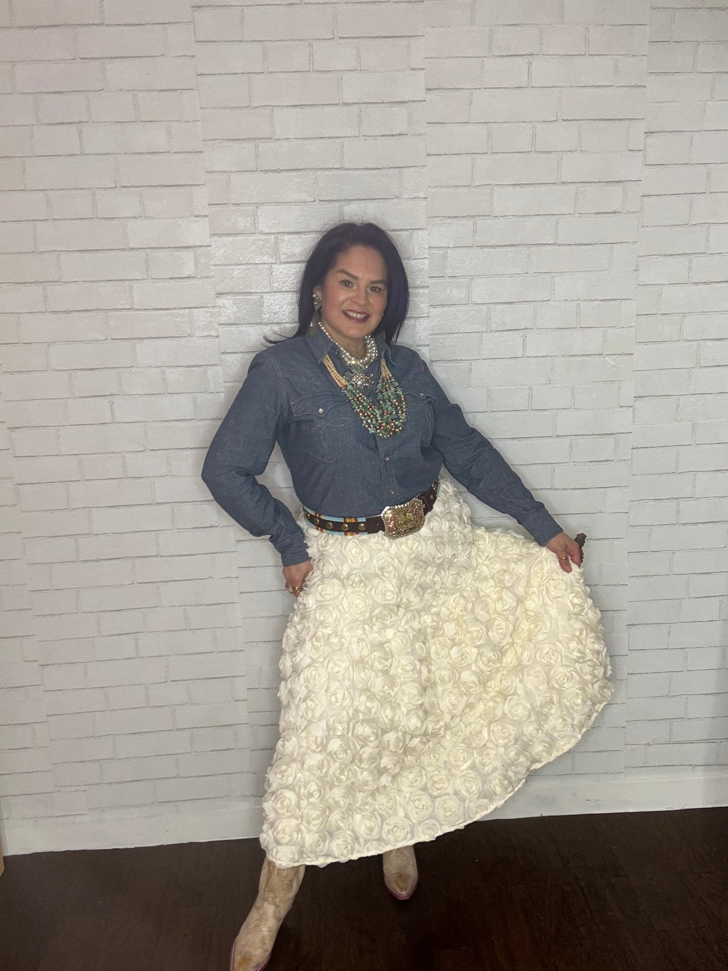 High-Waist Floral Skirt