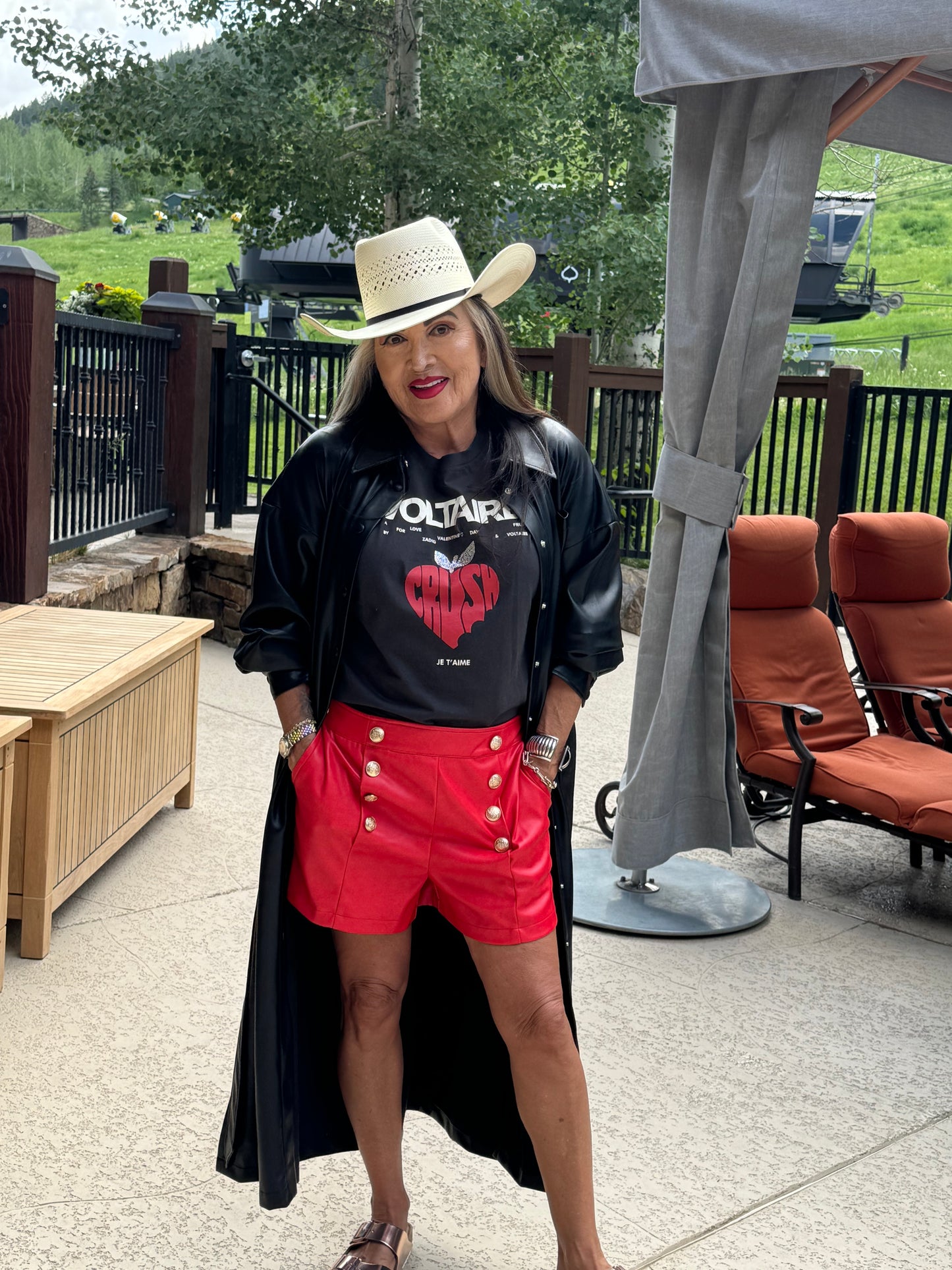 Faux Leather High-Waisted Button Shorts