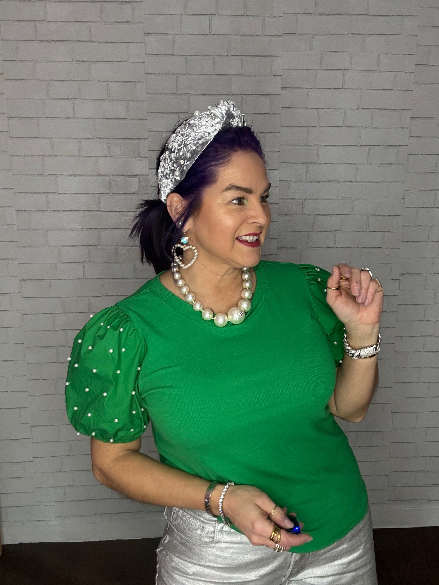 Cream Pearl Heart Earrings, AB Austrian Crystal