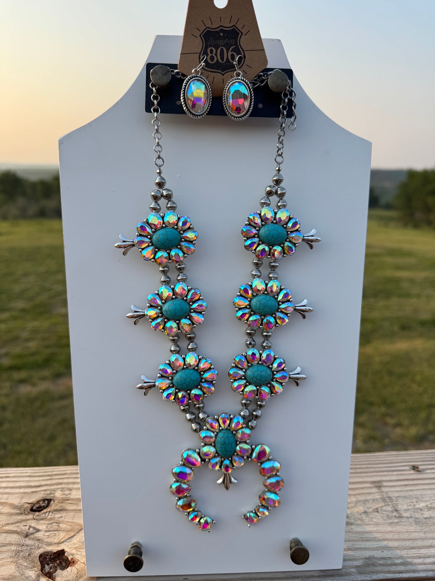 Rhinestone Squash Blossom Necklace Set
