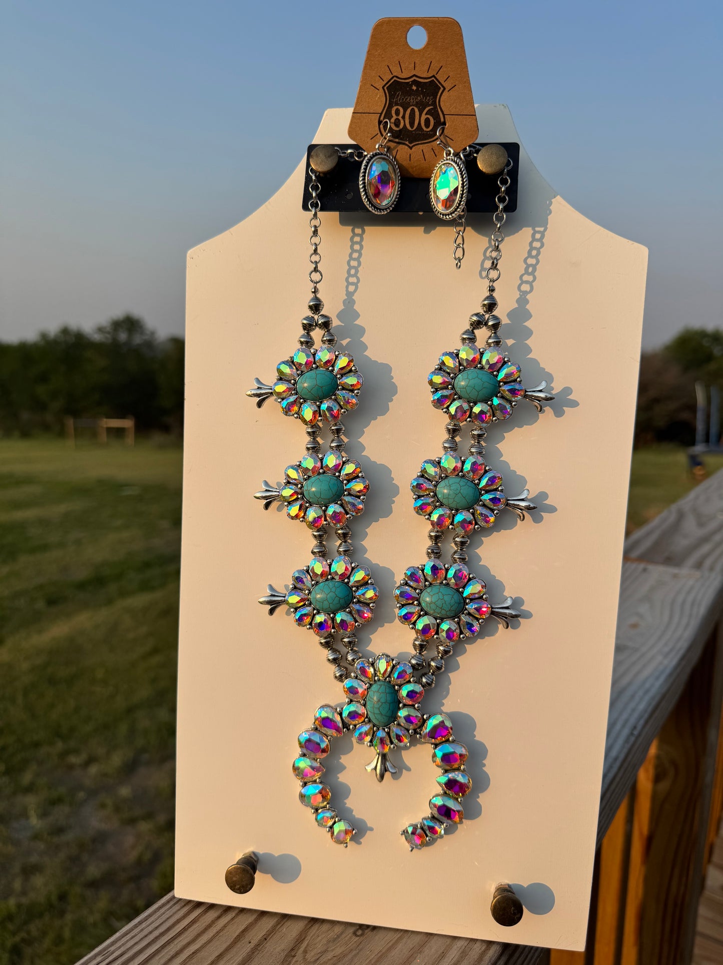 Rhinestone Squash Blossom Necklace Set