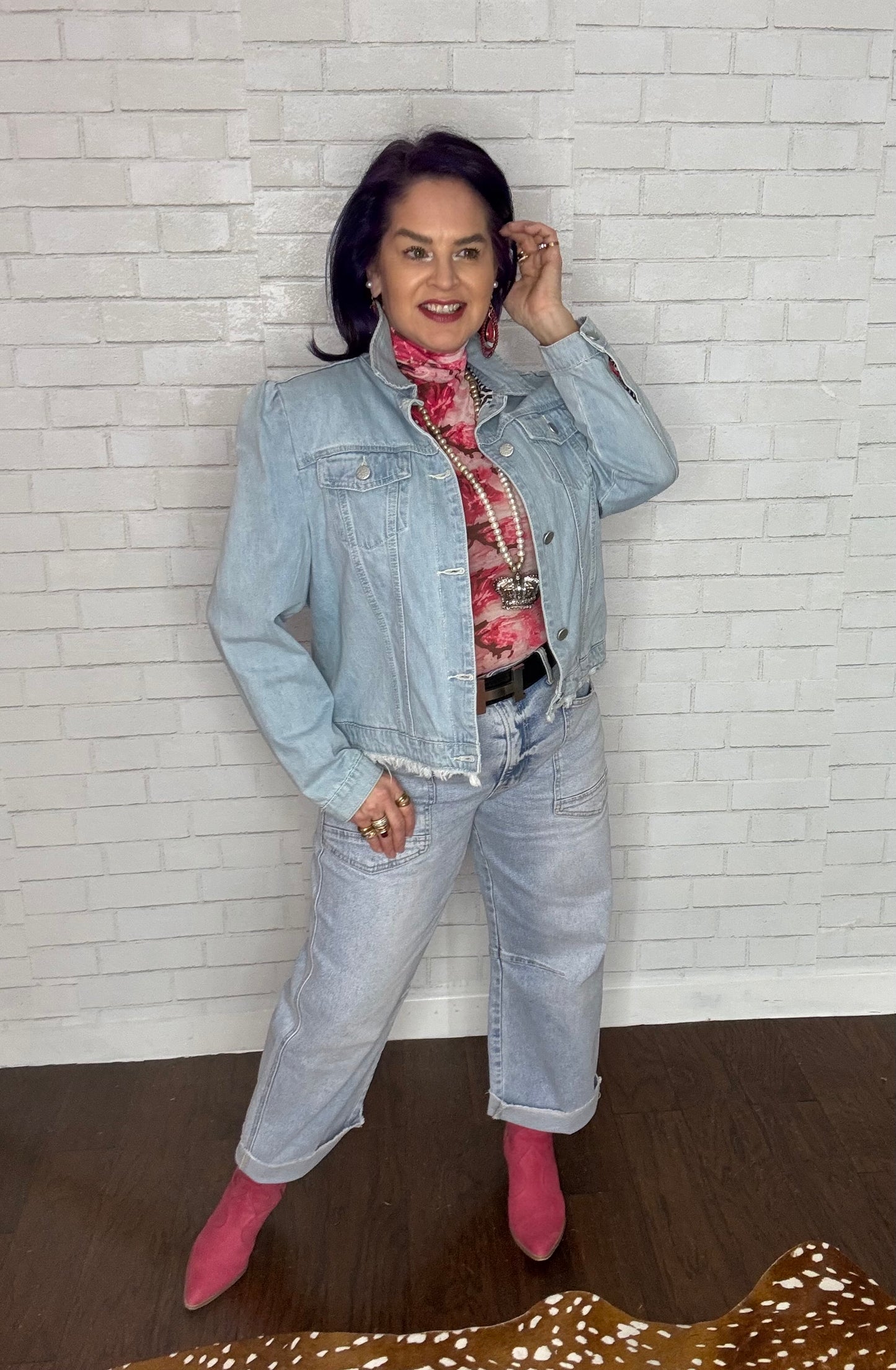 Pink Floral Mesh Top