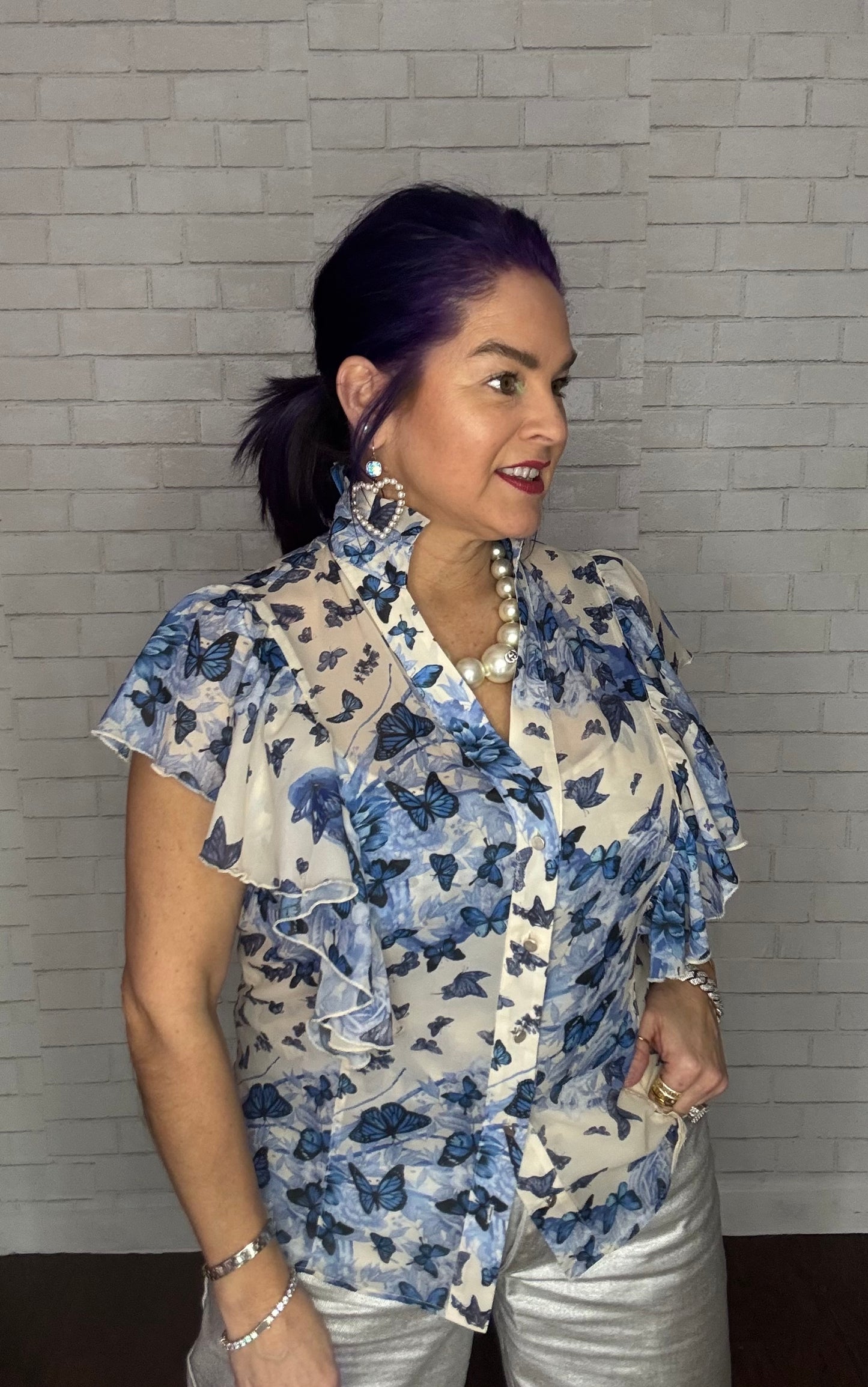 Cream Pearl Heart Earrings, AB Austrian Crystal