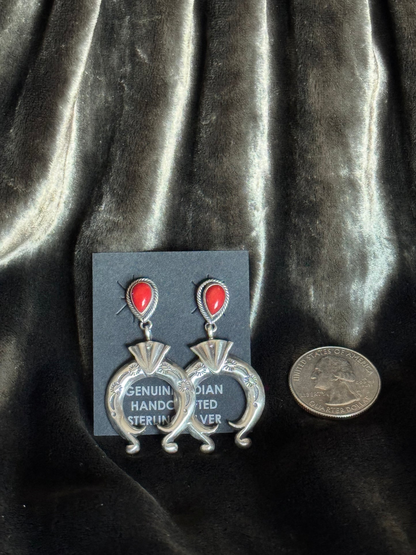 Sterling Silver Coral Post Naja Earrings