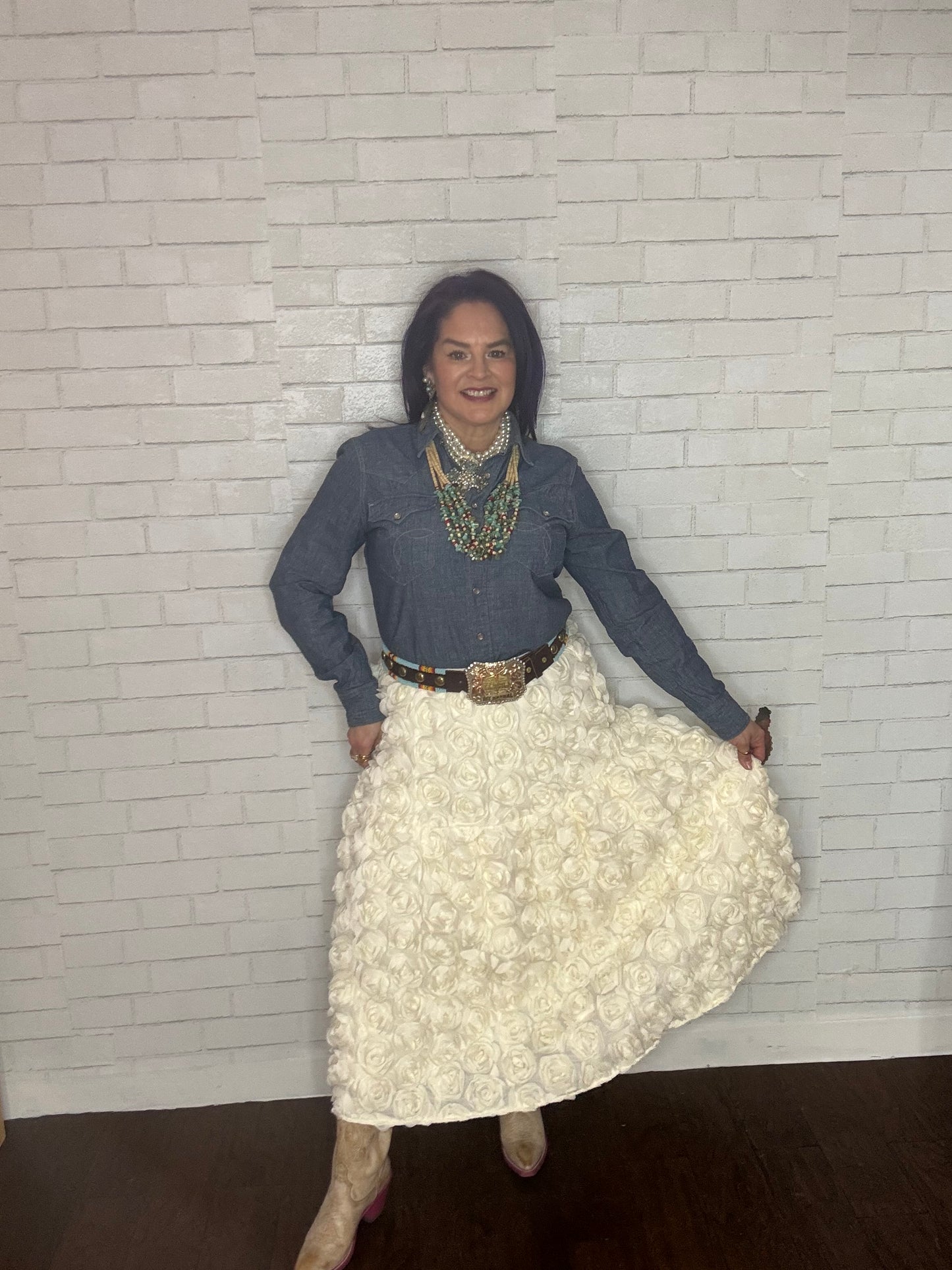 High-Waist Floral Skirt
