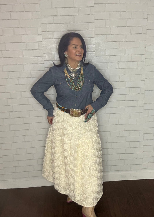 High-Waist Floral Skirt