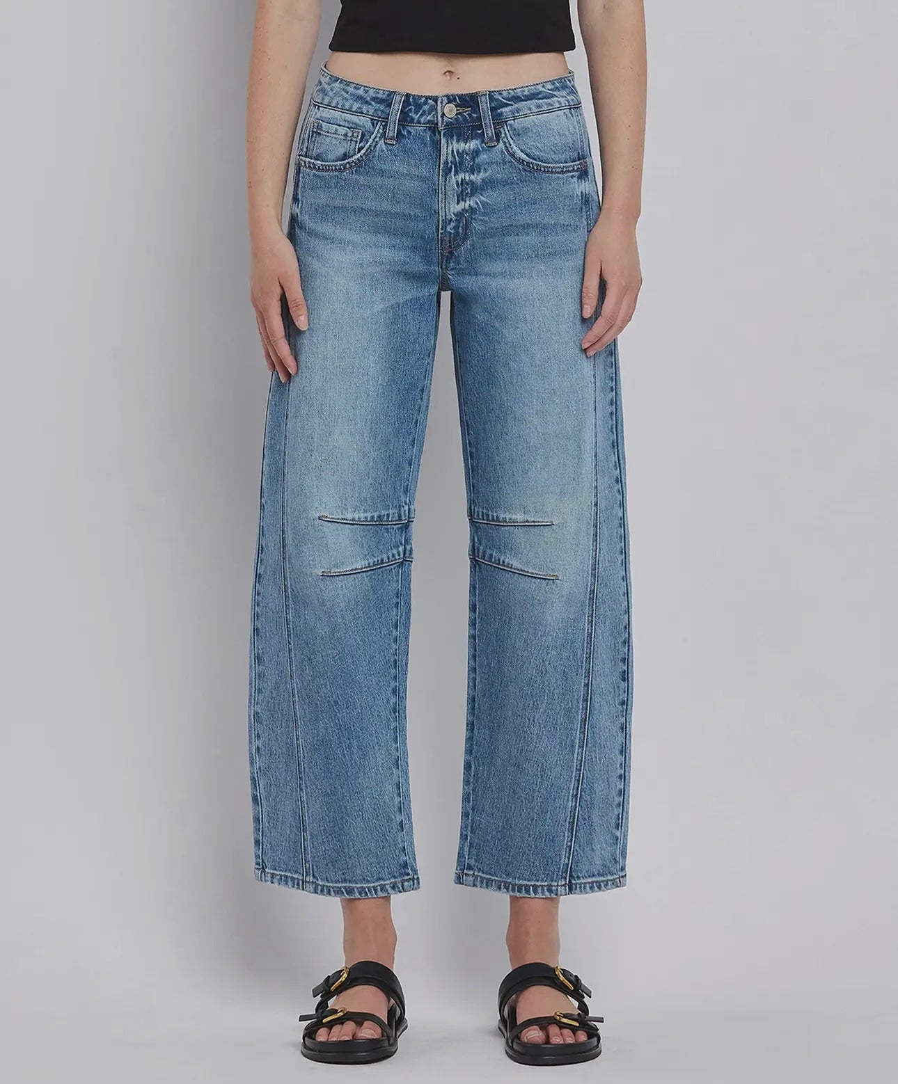 High Rise Barrel Leg Jeans
