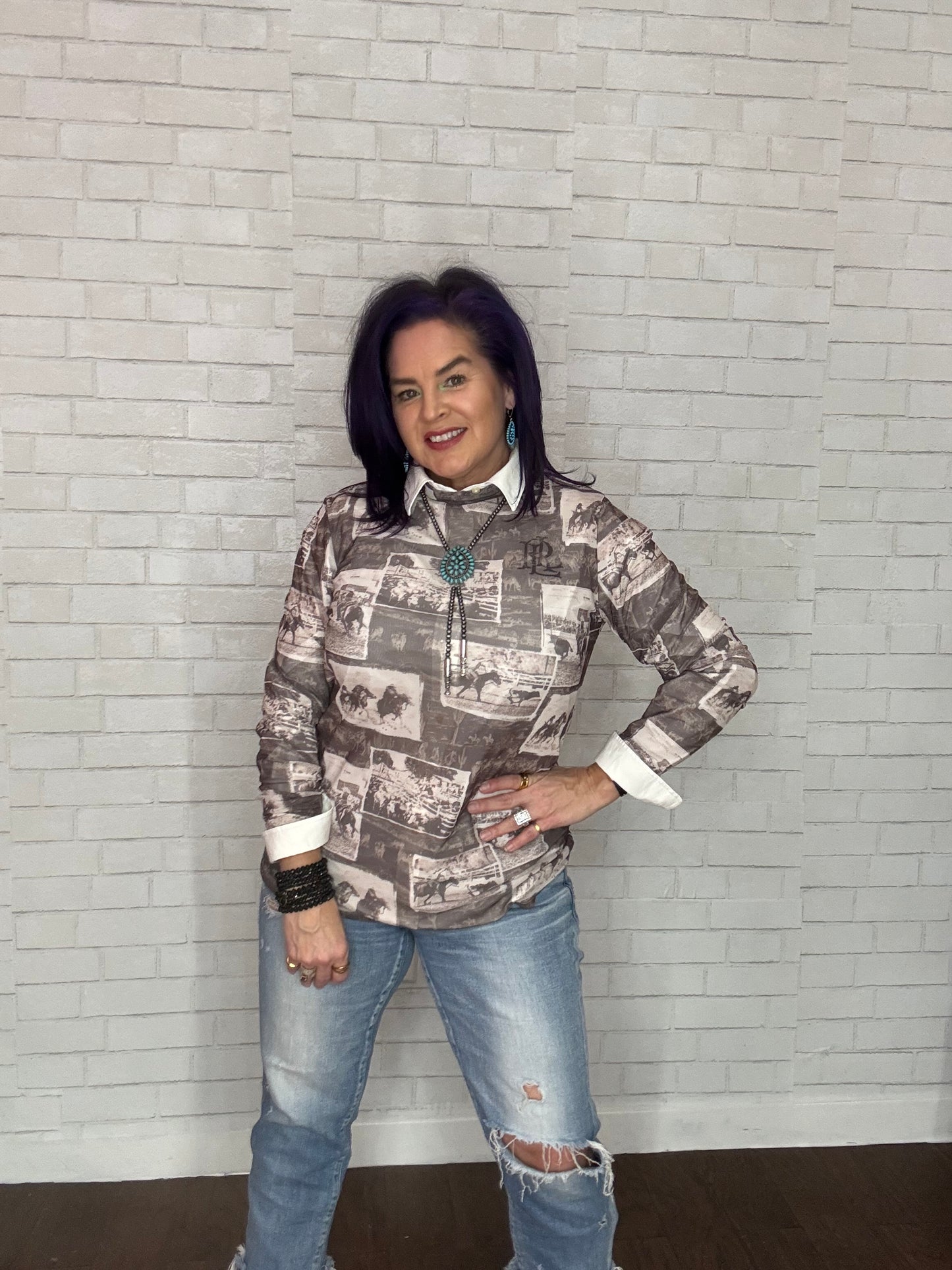 Western Bolo Style Burnished Pearl Necklace Set