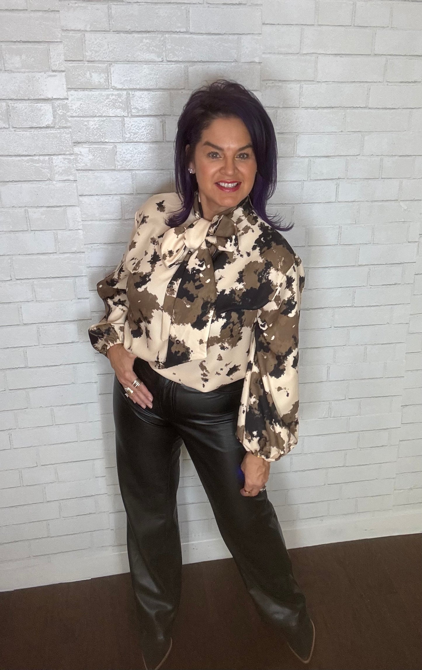 The Loretta Cow Animal Print Blouse