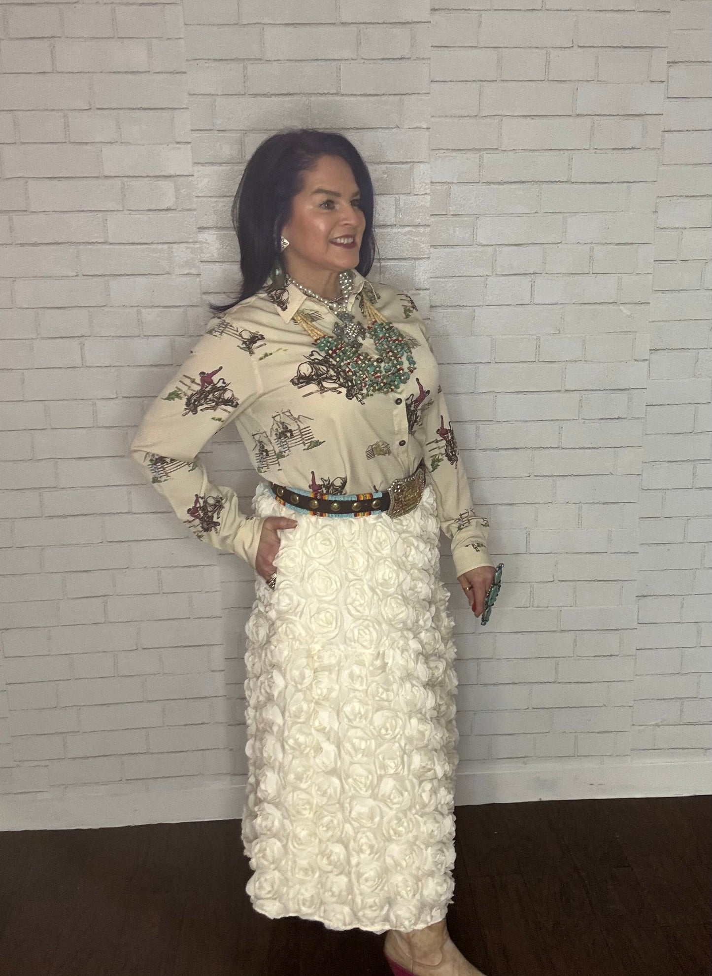 High-Waist Floral Skirt