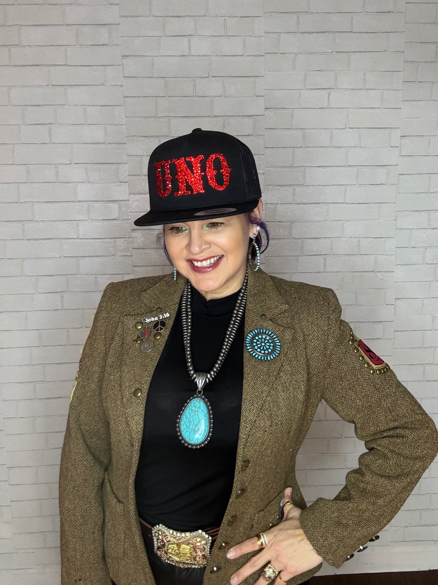 Double Silver Pearl Beads Strings Blue Stone Pendant Necklace