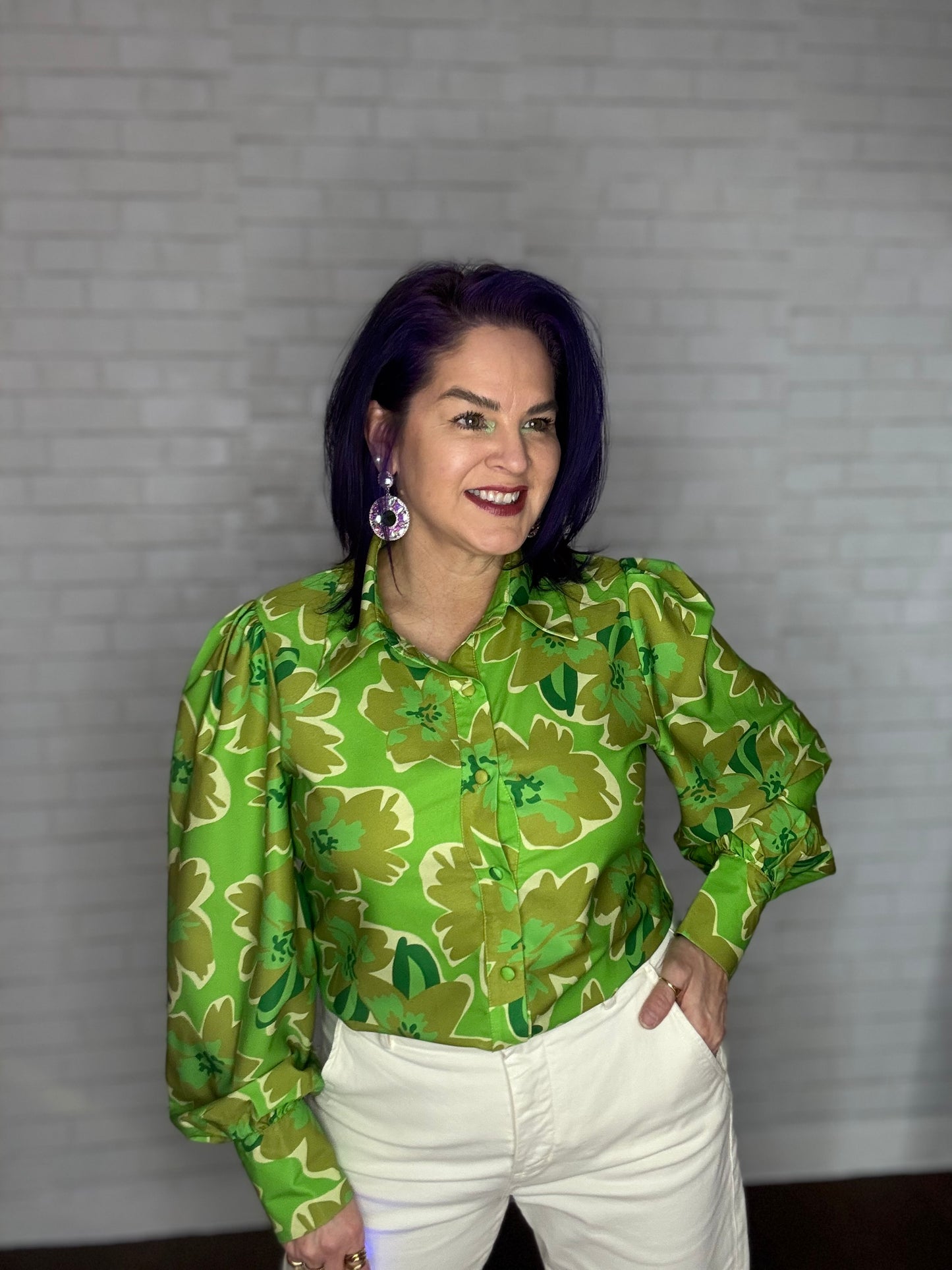 Beautiful Floral Print Collared Shirt