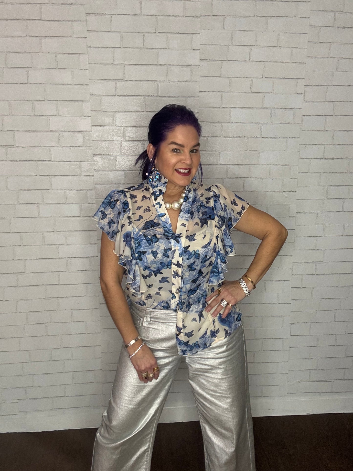 Blue Rhinestone Statement Earring