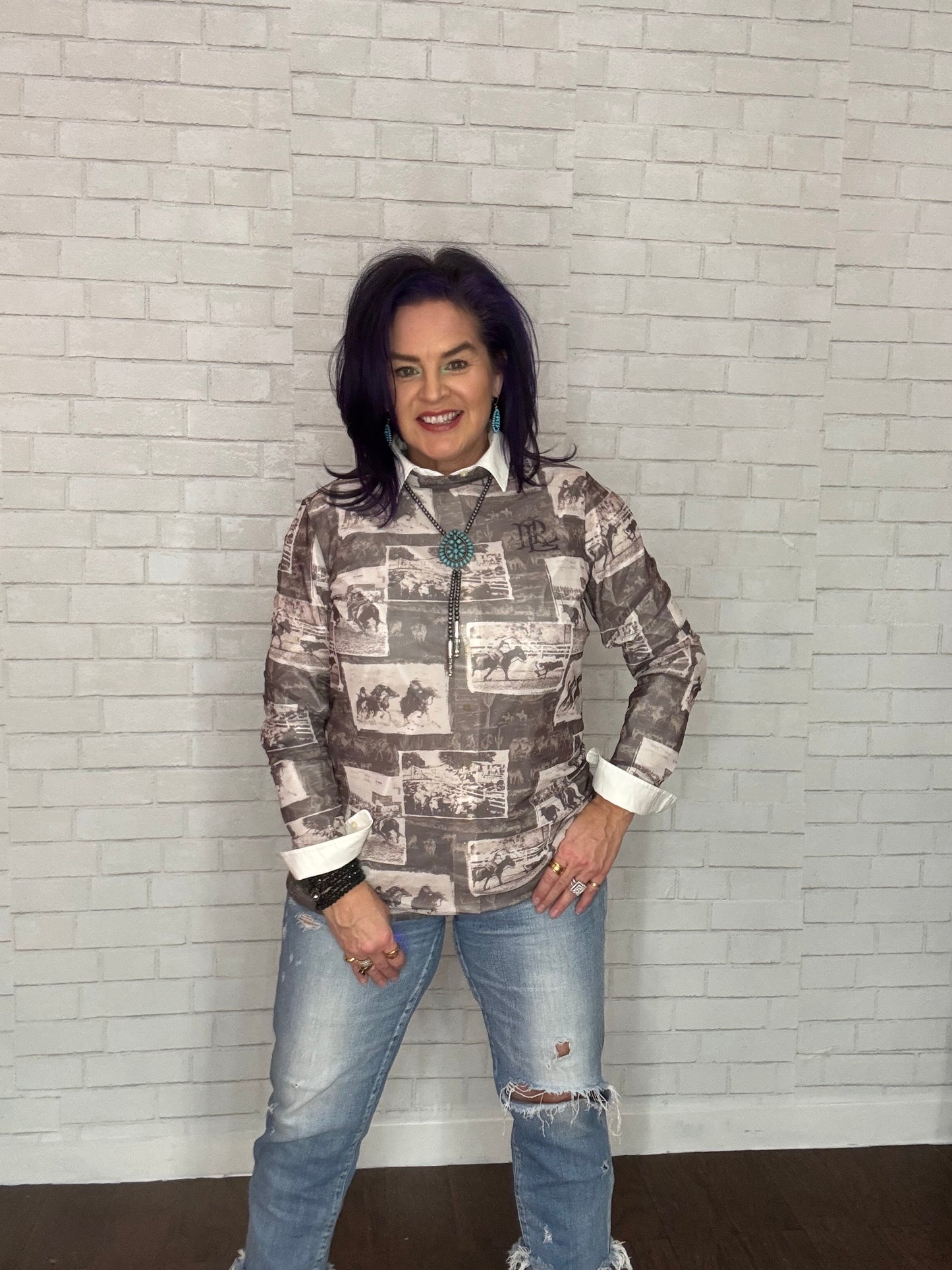 Western Bolo Style Burnished Pearl Necklace Set