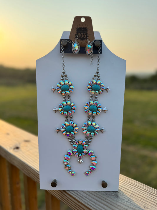 Rhinestone Squash Blossom Necklace Set