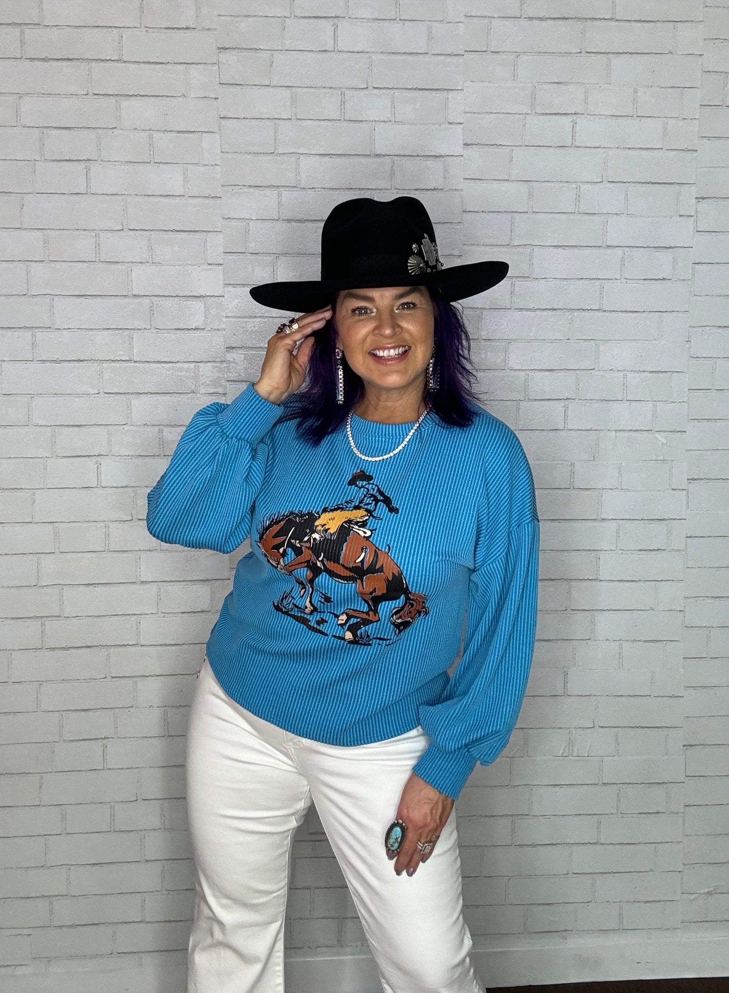 Turquoise Ribbed Graphic Set