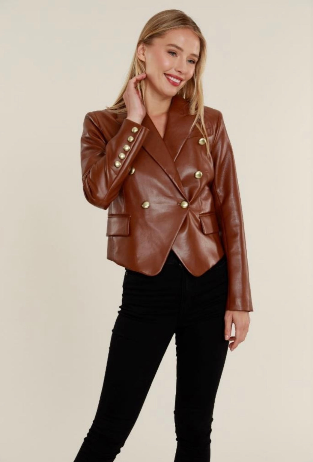 Vegan Leather Blazer