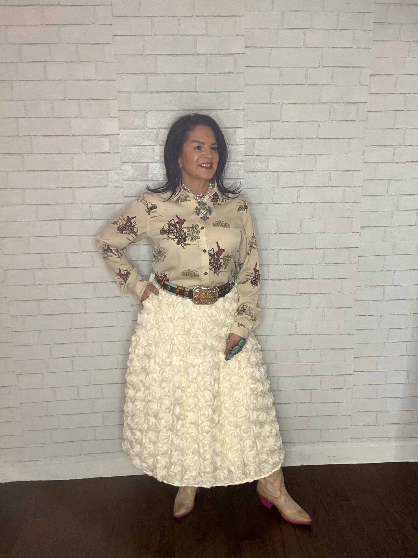 High-Waist Floral Skirt