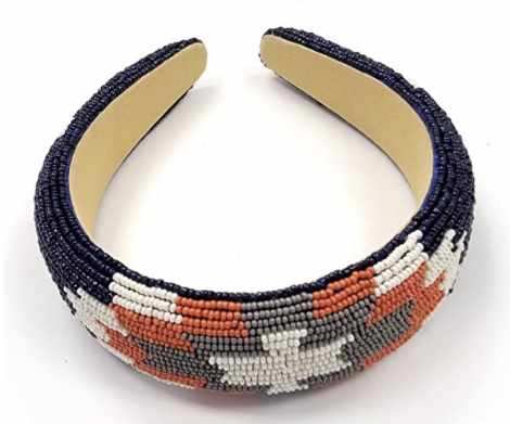 Coral & Navy Beaded Hairband