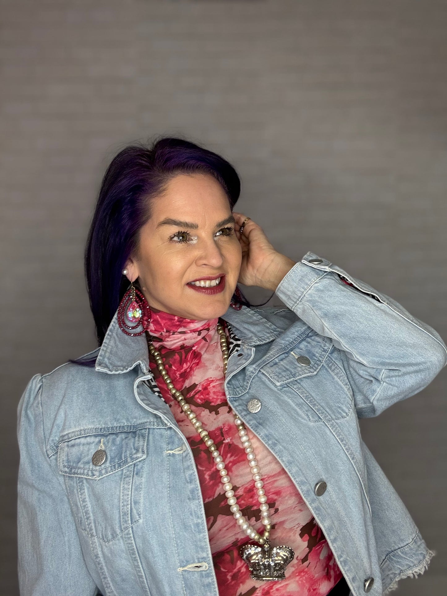 Pink Floral Mesh Top