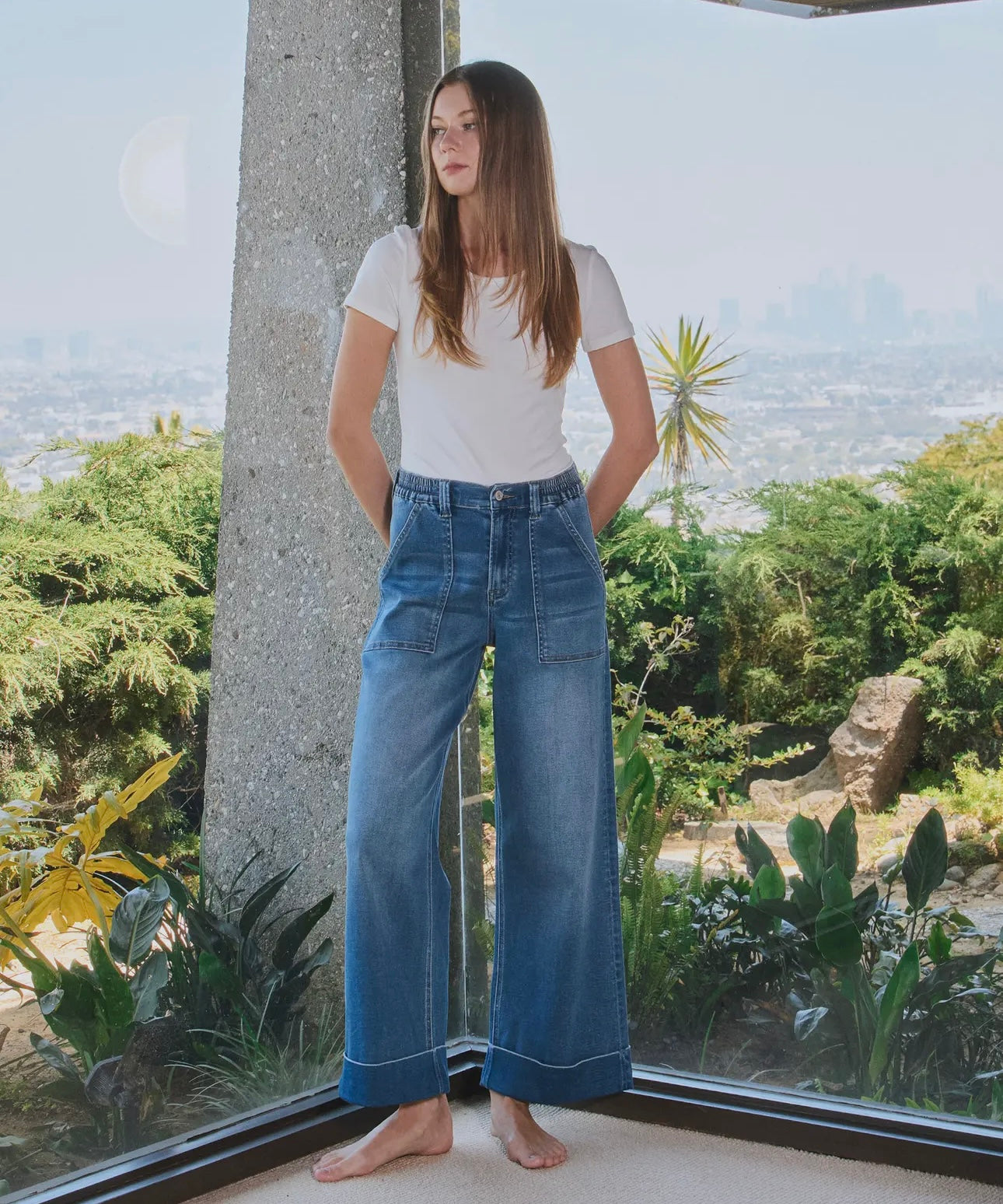 Double Cuff Baggy Loose Fit Wide Leg Jeans