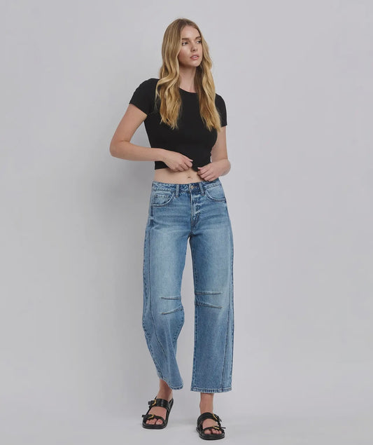 High Rise Barrel Leg Jeans