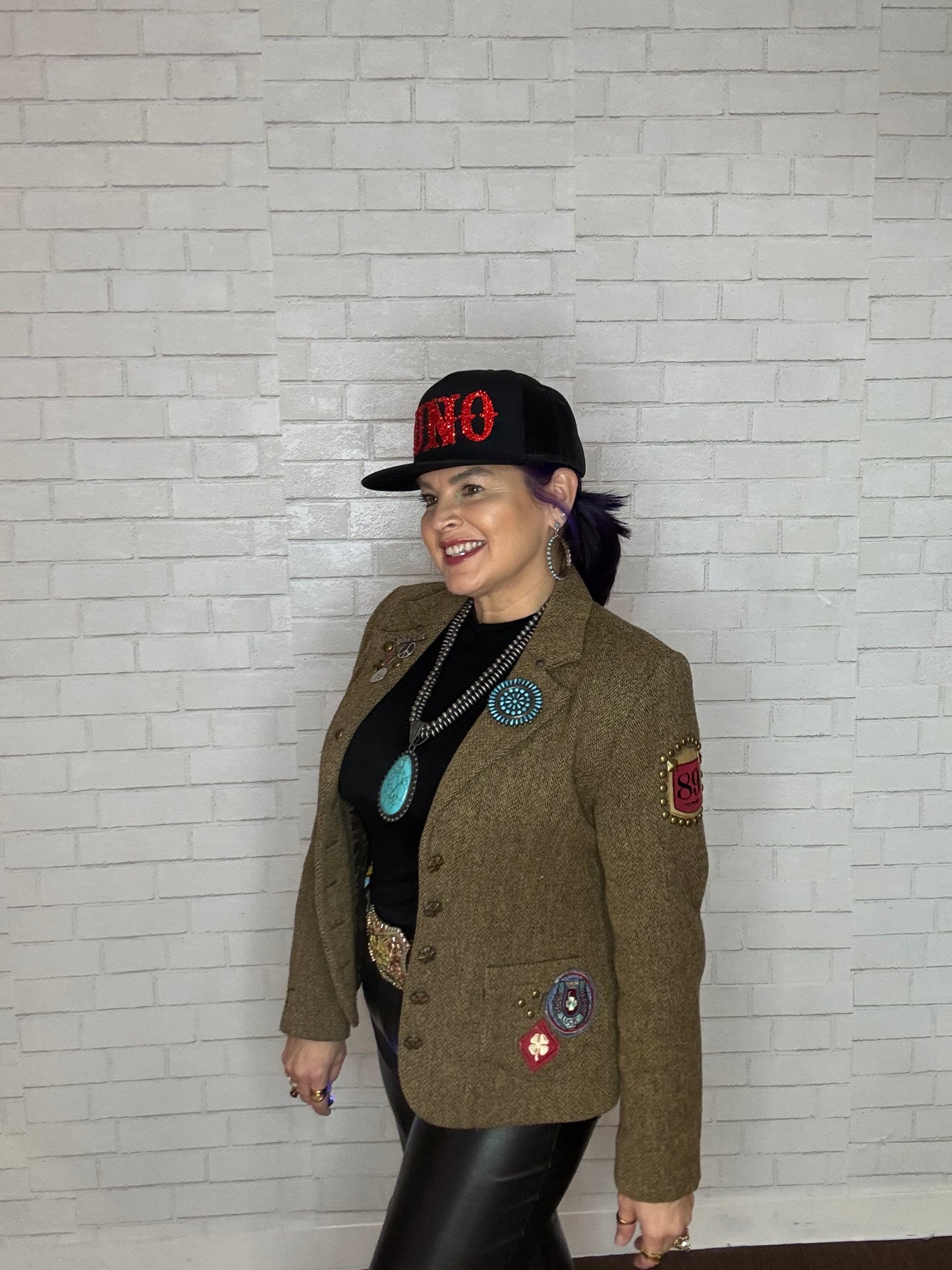 Double Silver Pearl Beads Strings Blue Stone Pendant Necklace