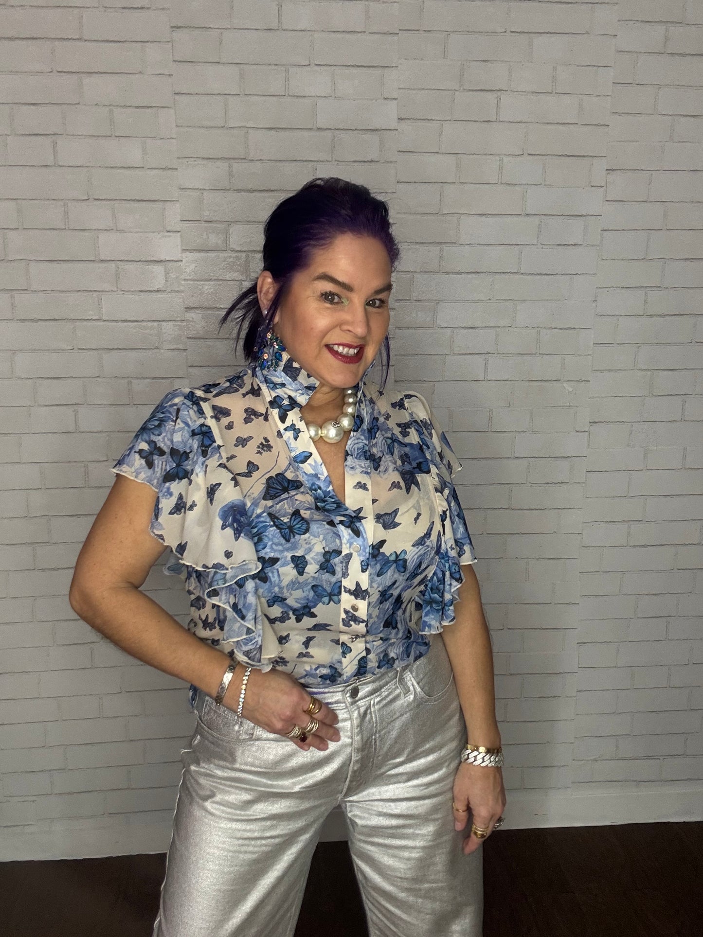 Blue Rhinestone Statement Earring