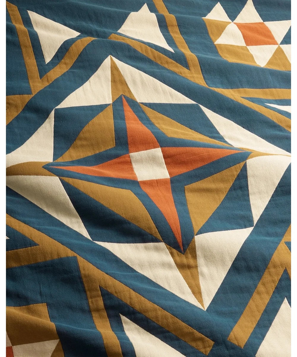 Quilted Star Cotton Matelasse Indigo King Size