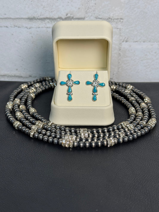 Turquoise Cross Earrings