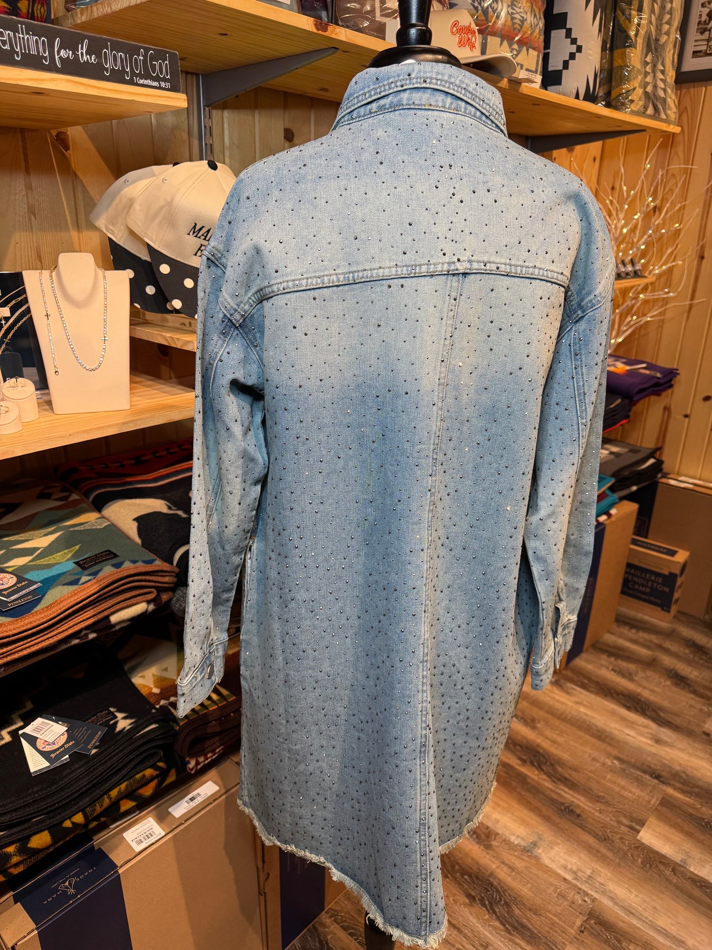 Long Denim Sparkly Jacket