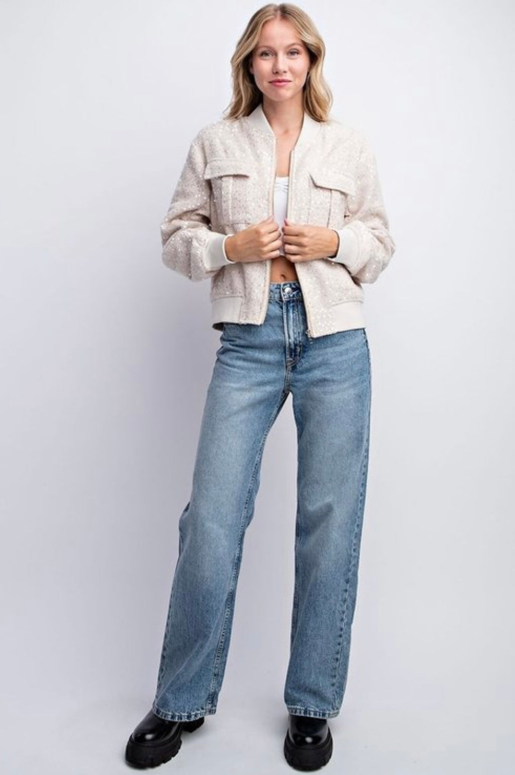 Sparkling Sequin Zip Up Jacket