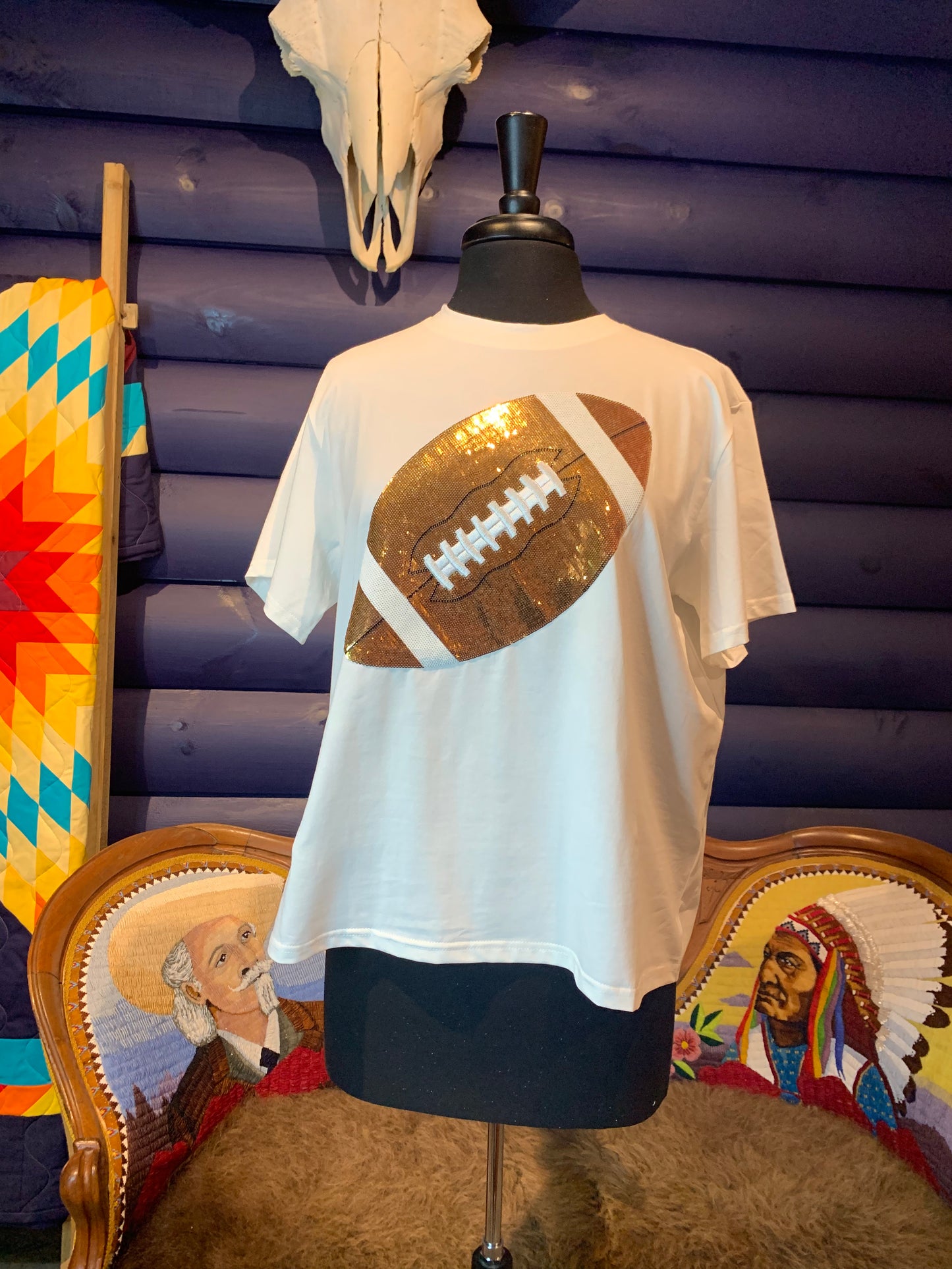 Gold Football Tee