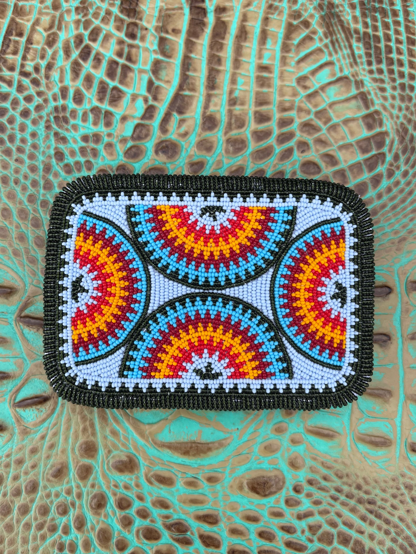 Four Corners Beaded Belt Buckle