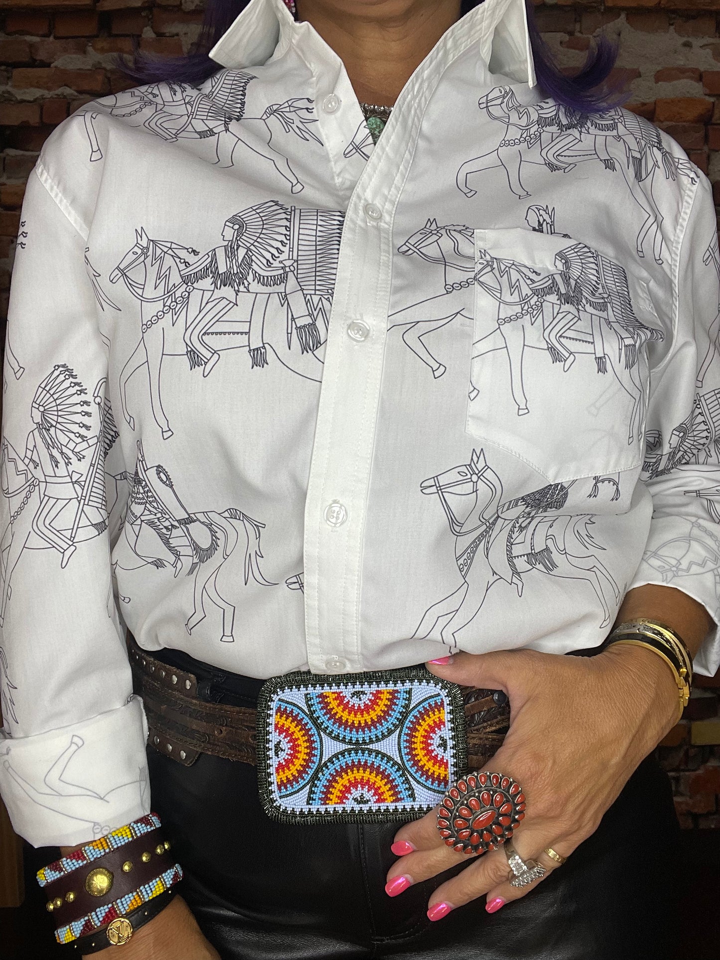 Four Corners Beaded Belt Buckle