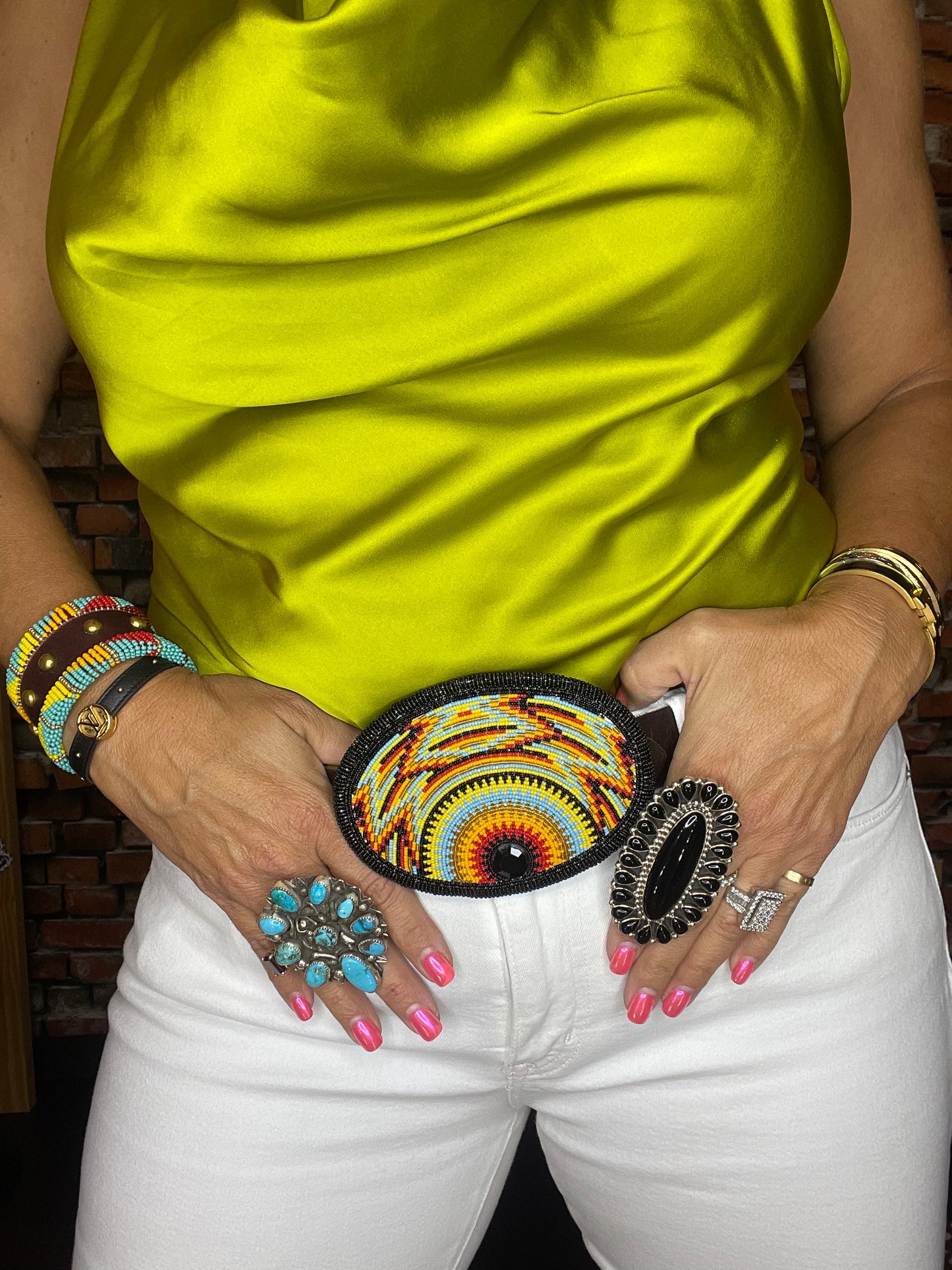 The Native Black Onyx Beaded Buckle