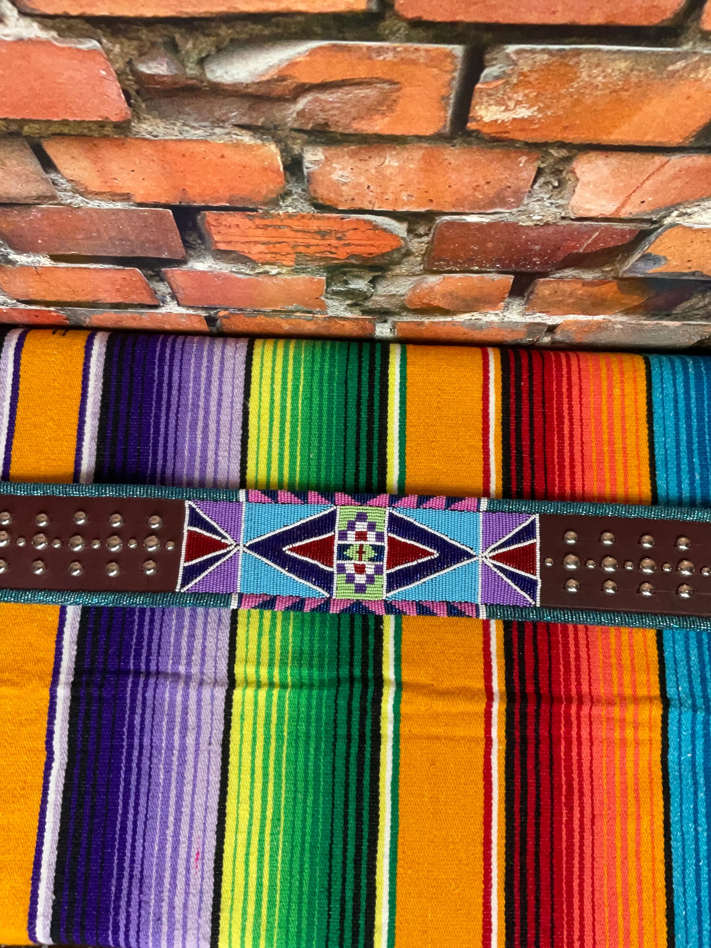 Crow Beaded Leather Belt