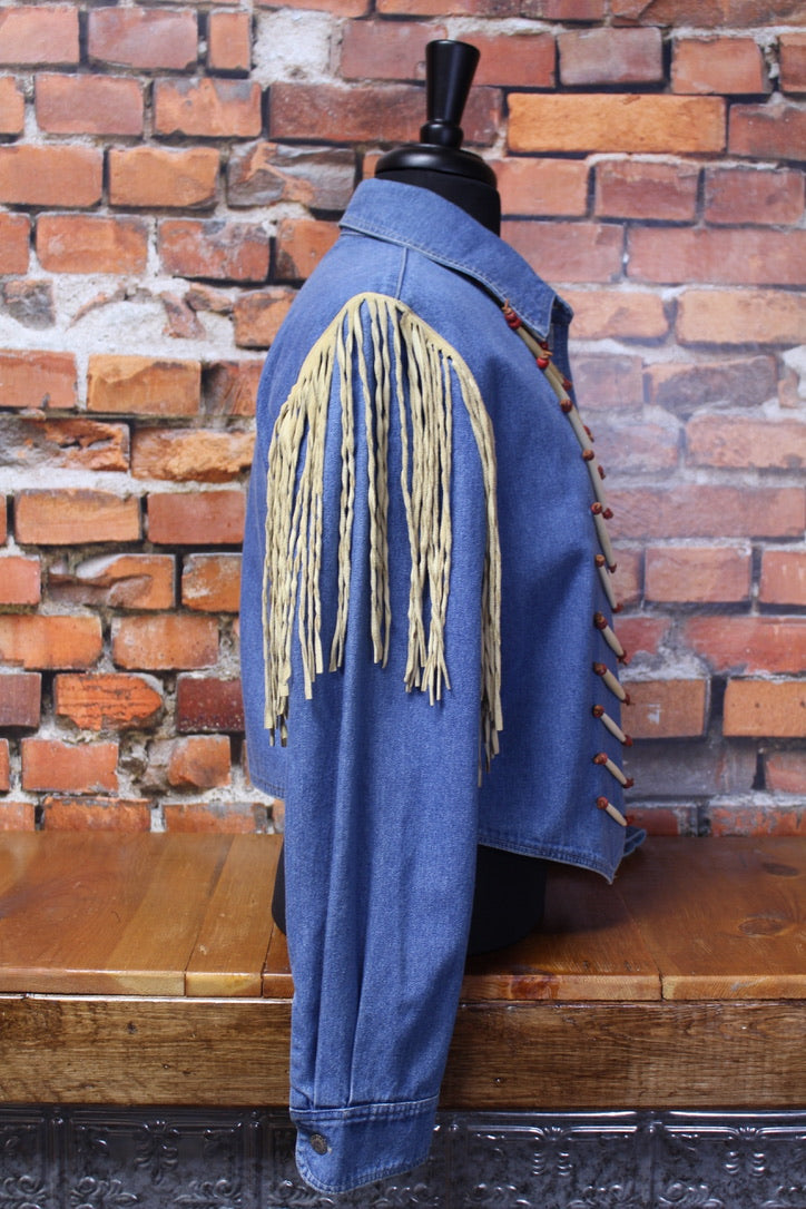 Denim Jacket with Hair Pipe Bones