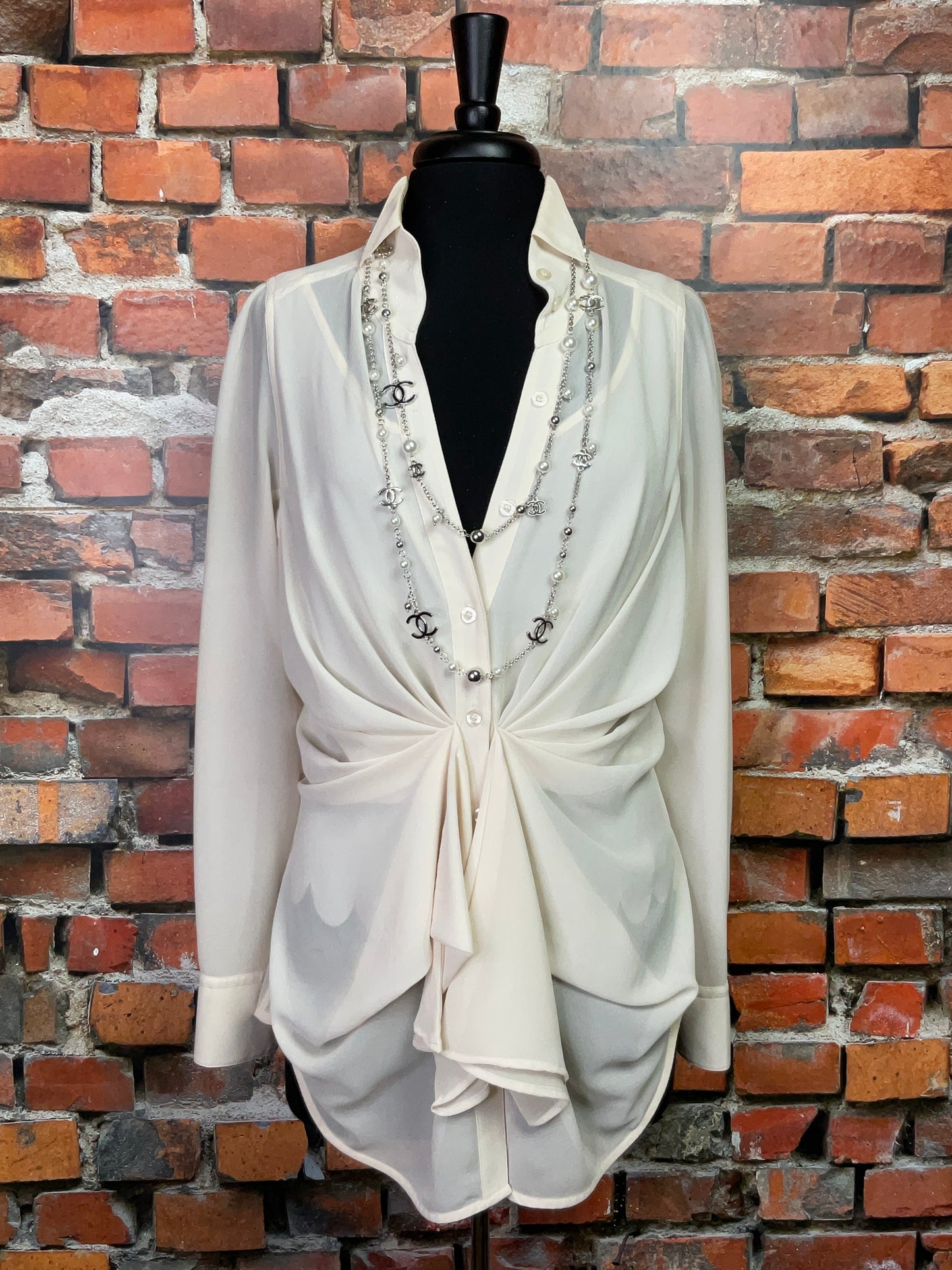 Sheer Flowing Blouse with Unique Design