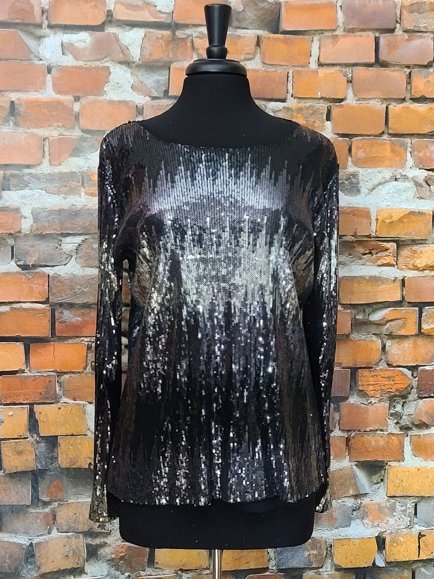 Sequined Crew Neck Top