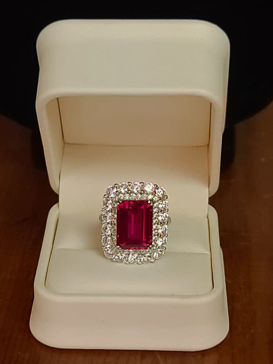 Ruby Moissanite Lab Diamond Ring