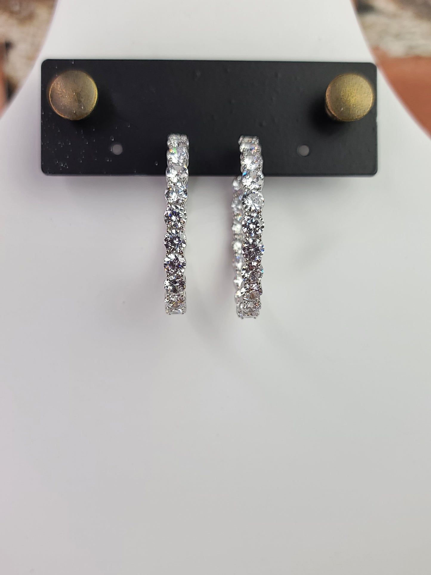 Large Oval CZ Diamond Hoop Earrings